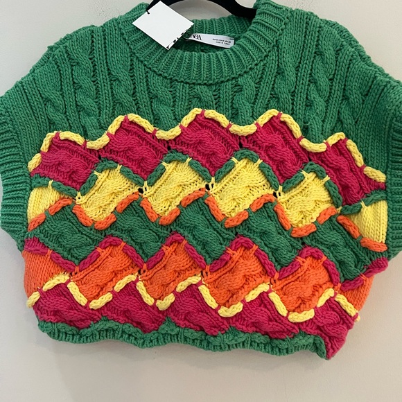 Zara Multicolor Knit Crop Top - Picture 8 of 13